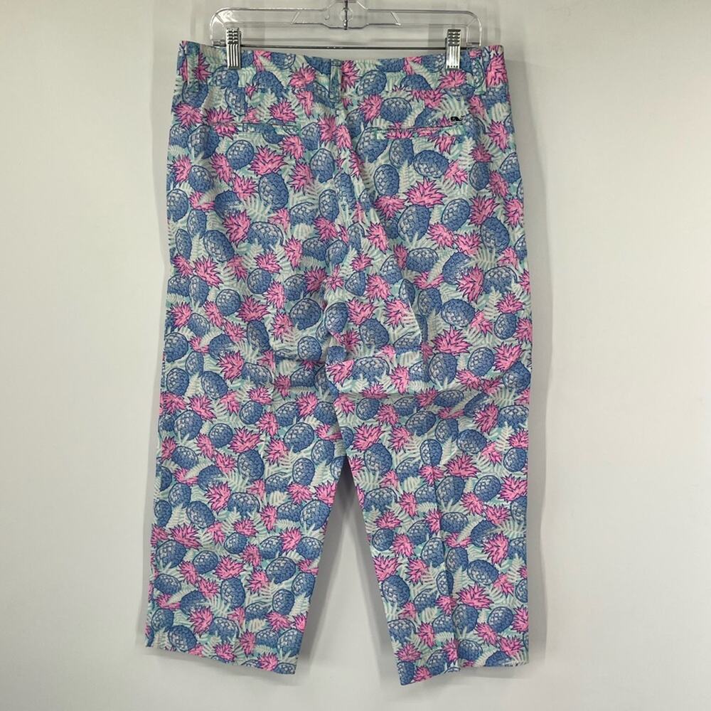 Vineyard Vines High Rise Pineapple Printed Cropped Pants Linen Blend - Picture 6 of 8